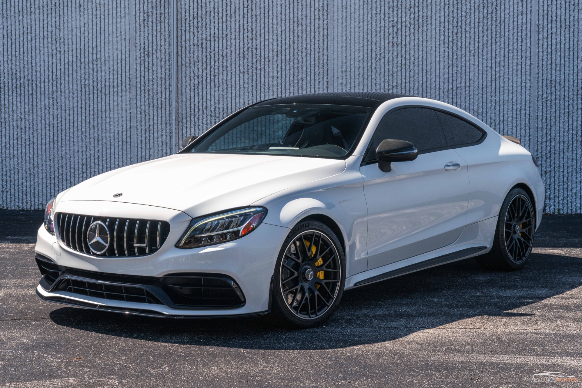 Used 2021 Mercedes Benz C63 S AMG w Downpipes AMG Aero Pack Carbon Exterior Pack Night Pack For Sale Sold Exotics Hunter Stock 104455